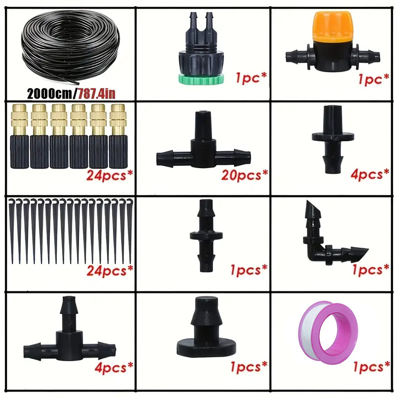 20 juegos de atomización de rociadores automáticos de patio, rociadores de riego ajustables, riego automático, sistema de riego por goteo