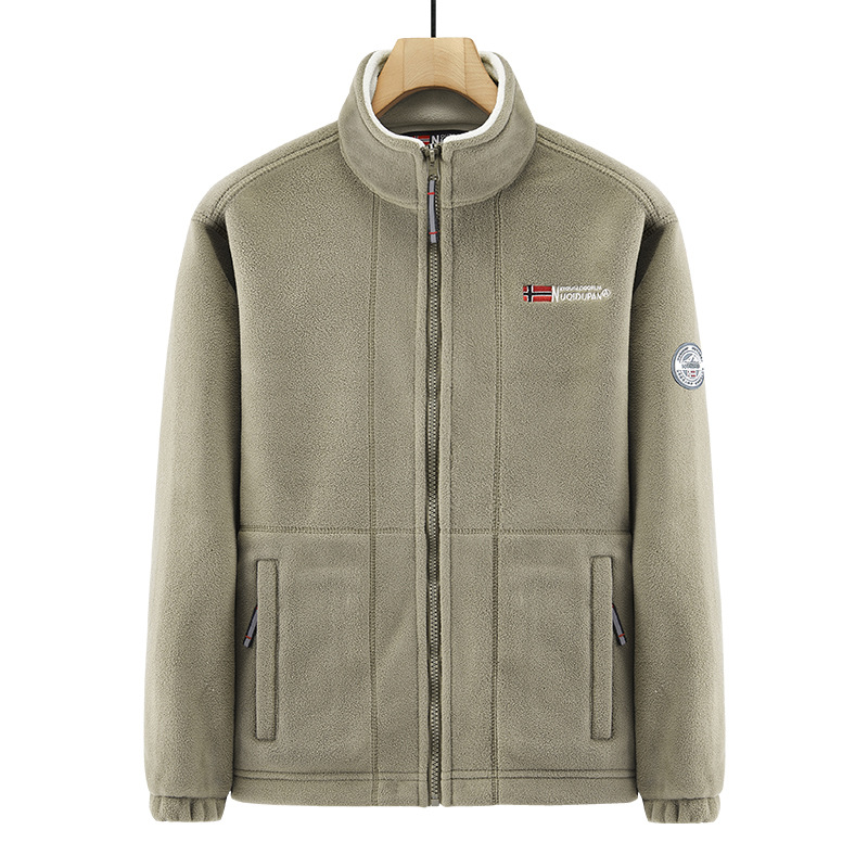 Norge höst och vinter herr ny cardigan varm utomhus sportjacka enfärgad casual fleece_voghion.com
