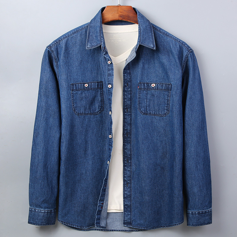 New Coat Cardigan Long-sleeved Cotton Top Casual Youth Trendy Men's Denim Loose Shirt