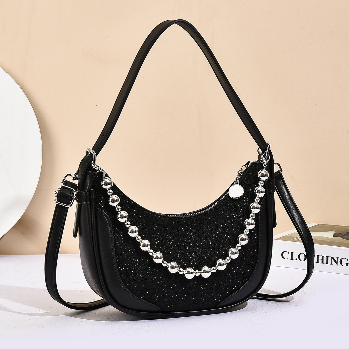 Bolso de moda de media luna 2025, otoño y invierno, nuevo bolso de mano casual, bolso de brazo, bolsas transfronterizas