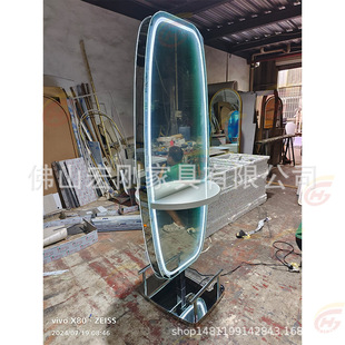 Internet-famous Perm Dyeing Table Trendy Mirror Table Hairdressing Mirror Barber Shop Cabinet Integrated Hair Salon Double-sided Mirror silver Gold