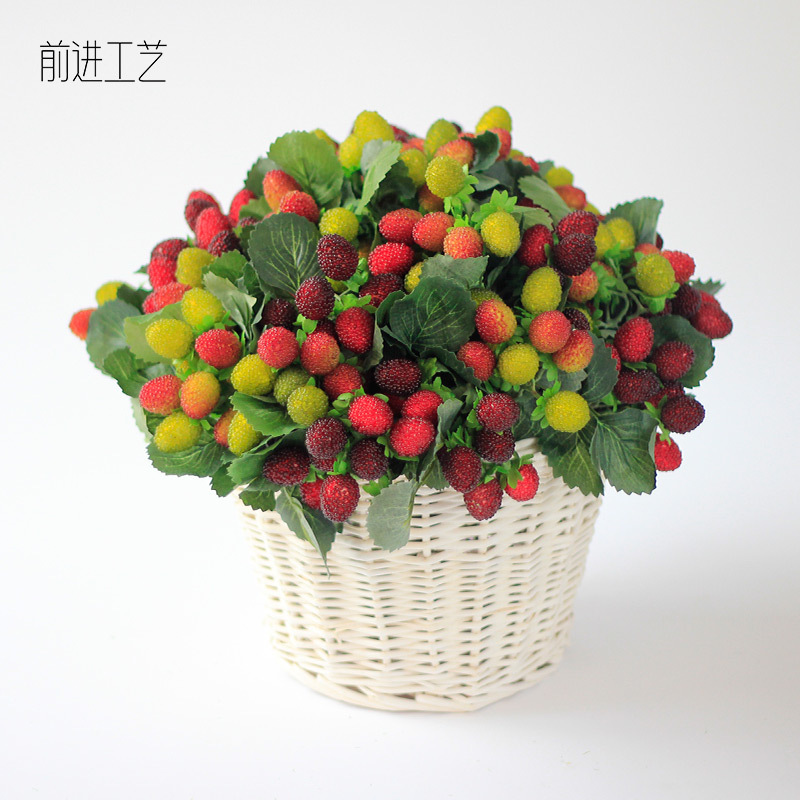 仿真水果野草莓束覆盆子家居装饰摆件插花野果枝装饰摄影道具模型