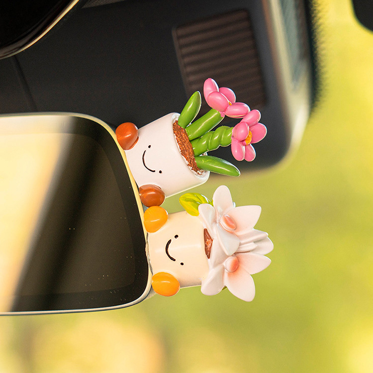 Adornos de coche, consola central, accesorios de pantalla de coche, decoración de monitor de computadora, pequeños adornos de coche, linda chica