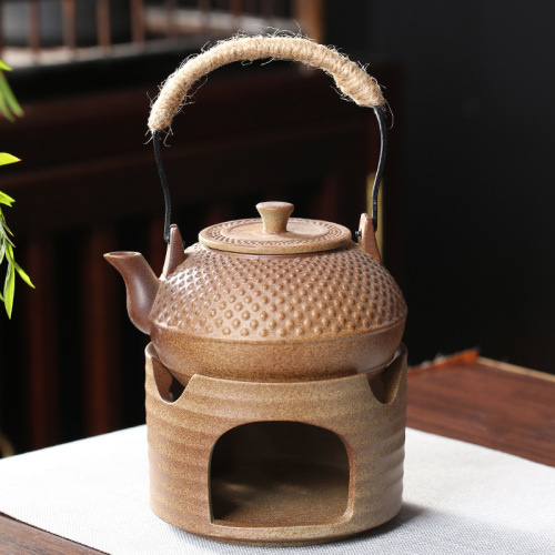 Furnace-boiling teapot, lifting beam kettle, side-handled kettle, boiling water, household tea set, tea warmer, hand-made coarse pottery tea kettle