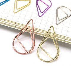 Creative metal water drop paper clips wholesale metal paper clips cute paper clips colorful shape paper clips