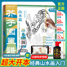 升级版 芥子园画谱山水篇 大开本 国画白描描摹本 经典山水画入门