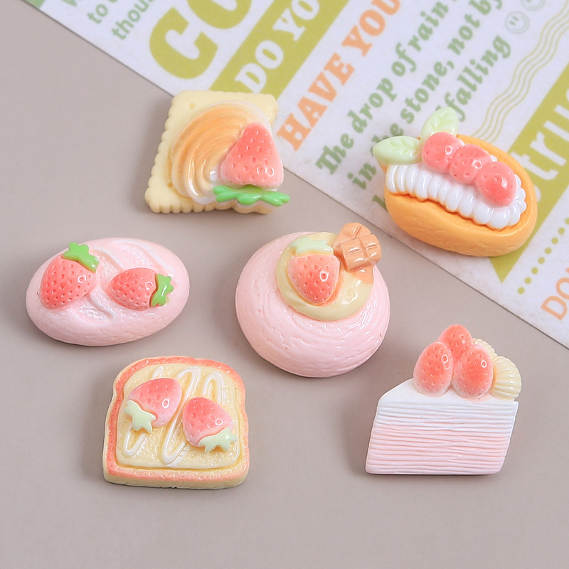 漫画イチゴケーキ食品おもちゃ手作り diy クリーム接着剤アクセサリー樹脂アクセサリージュエリーヘアピン材料パッケージ卸売|undefined