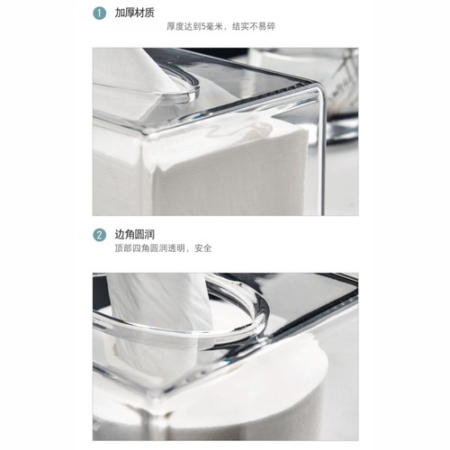 Transparent Acrylic Tissue Box Face Towel Storage Box Desktop Kitchen Restaurant Napkin Bathroom Tissue Box