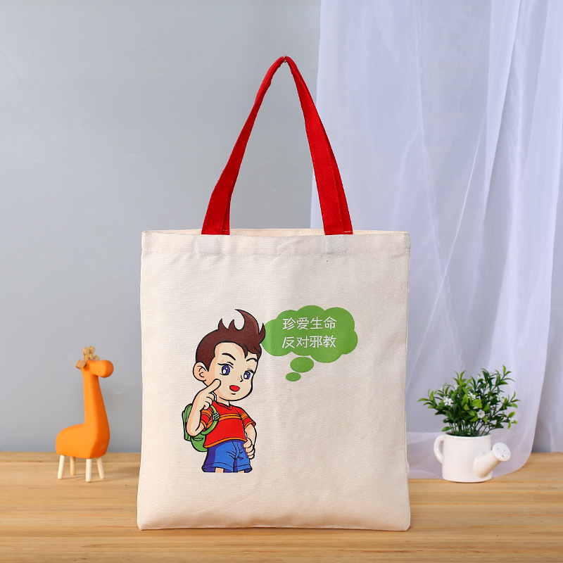 厂家供应卡通人物手提帆布袋彩印服装购物棉布袋LOGO批发