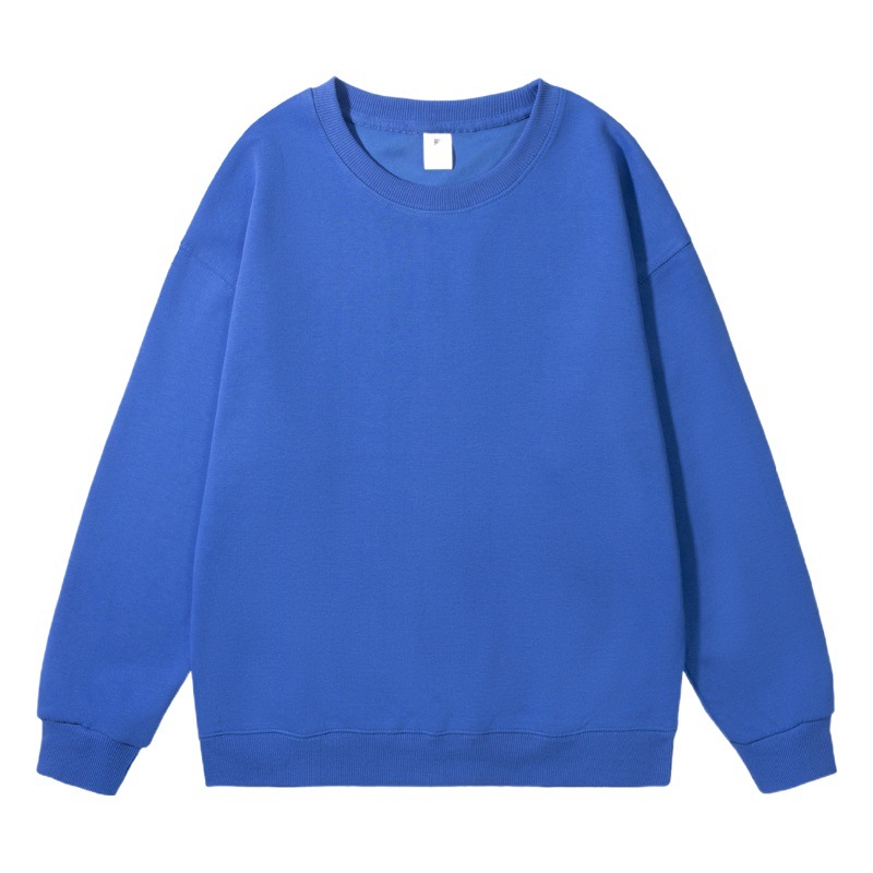Sudadera de doble cara de algodón mezclado con cuello redondo para hombre, color sólido, holgada, europea y americana, estilo coreano, informal, de manga larga, para parejas