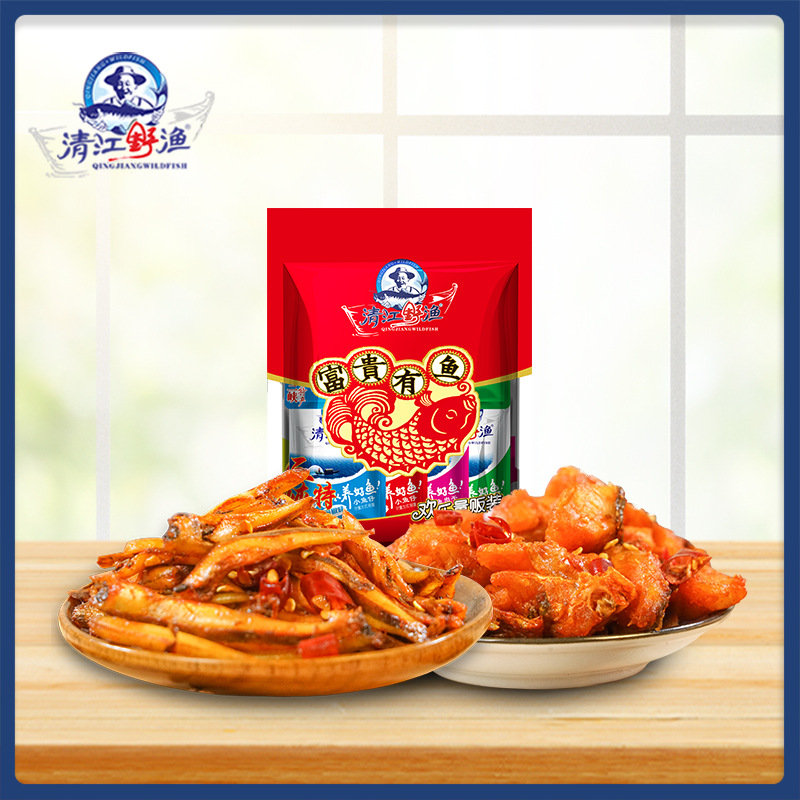 土老憨清江野渔小鱼干湖北特产小鱼仔零食大礼包麻辣鱼尾338g一袋
