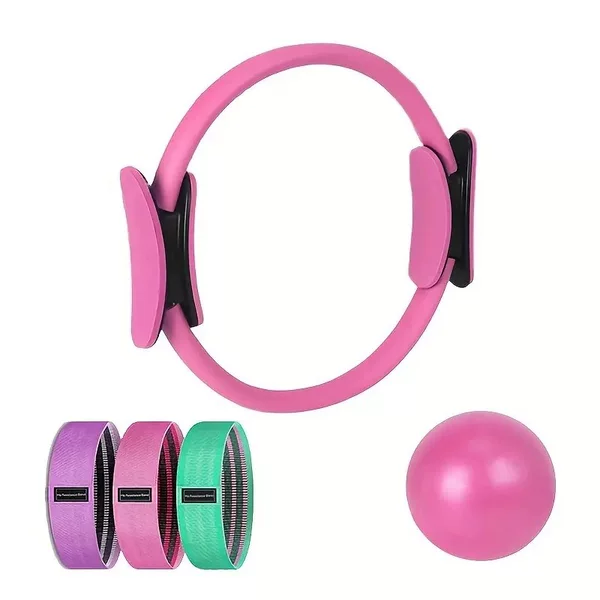 Pilates Ring Set 5-Piece Home Fitness Equipment Including Yoga Ball, Yoga Resistance Band, Hip Circle
