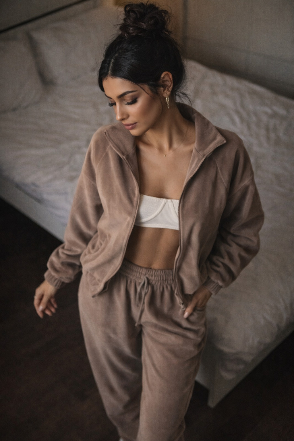 Women's Clothing Women's Casual Suit Set Style Solid Color Long Sleeved Zip Up Cardigan Jacket Sweatpants Two Piece_ecoleips.com