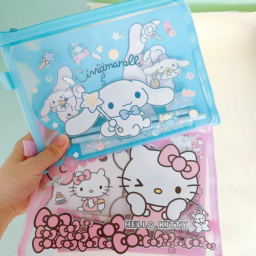 Sanrio pen bag, ruler, pencil, stationery set, Kuromi elementary school supplies, file bag, Children's Day gift