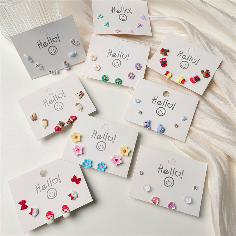 Cute Cartoon Flower Resin Enamel Womenu0027S Ear Studs 1 Set