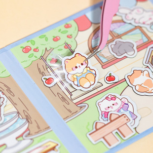 Mini Magnetic Quiet Book Fanfan Cat Cute Cartoon Hand-drawn Landscape-making Hand-account Cute Pet Stacked Decorative Material Sticker