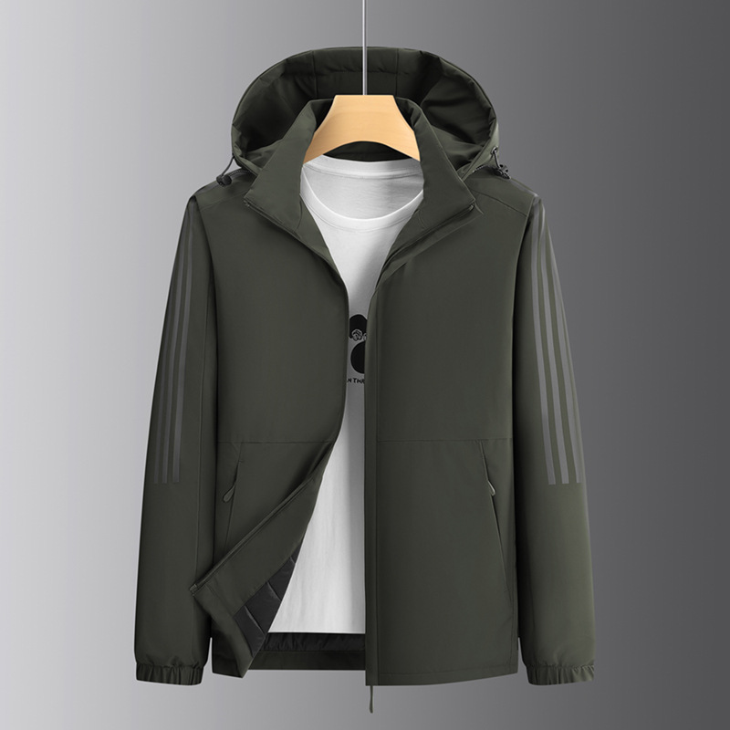 Winter cotton jacket for young men, casual stand-up collar hooded cotton coat, padded jacket, autumn and winter windproof sports coat, plus size
