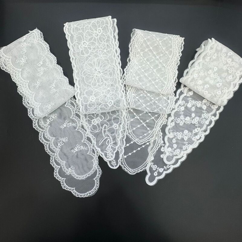 French Style Elegant Lace Embroidered Silk Scarf Hair Band Tie Ribbon Super Fairy Girl Ribbon Headscarf Sweet Cyber Celebrity Hair Accessories