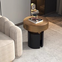 简约轻奢沙发边几不锈钢古铜小户型沙发边几酒店民宿圆形极简茶几