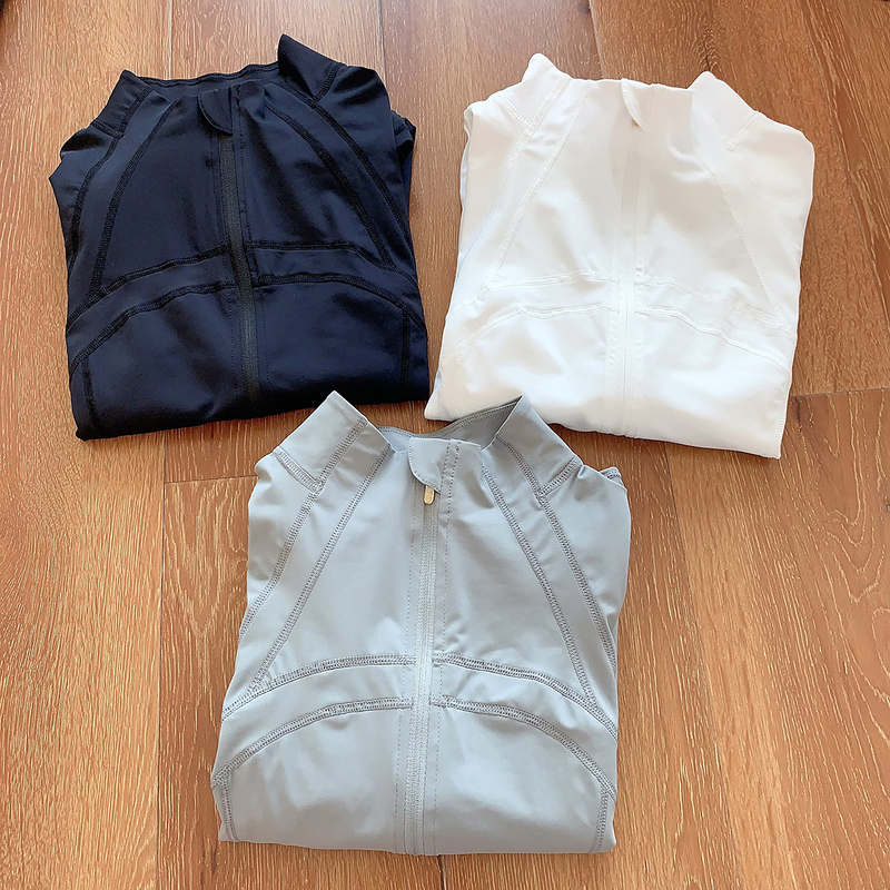 Lu Same Style Jacket Women's Stand Collar Zipper Nude High Elastic Moisture Wicking Slimming Look Top