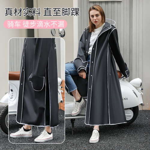eva raincoat wholesale customized long full body waterproof electric bike single person car separation female student riding raincoat 