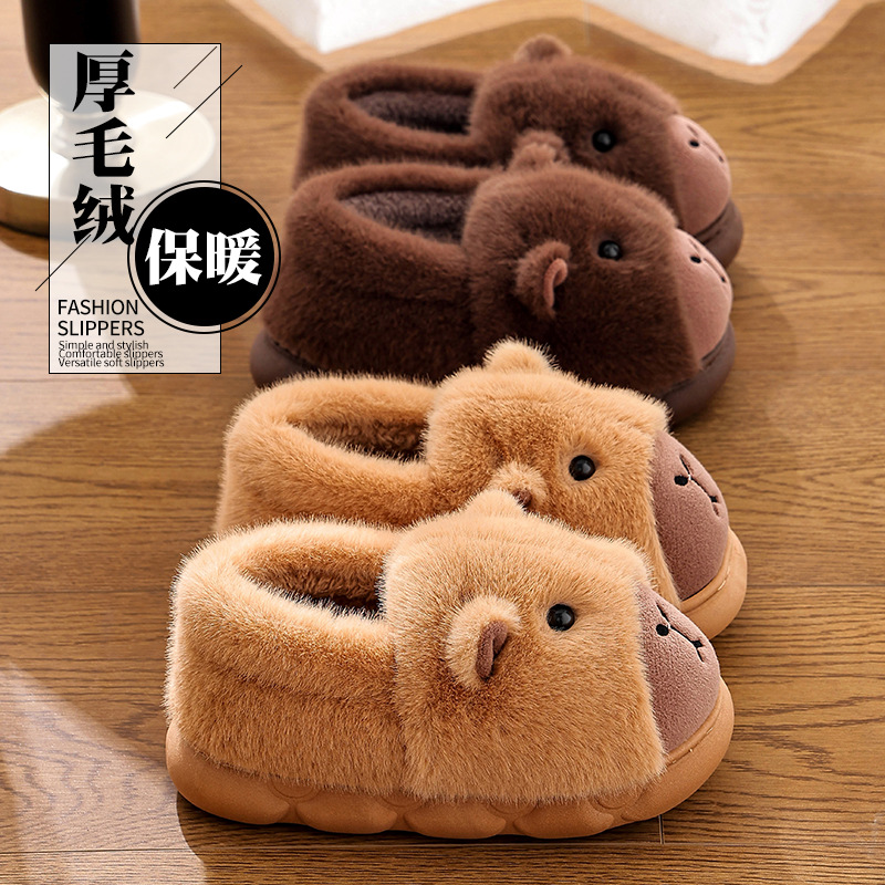 Zapatillas de algodón Capiballa para mujeres 2025 nuevo otoño invierno hogar interior bolsas de pareja tacones zapatos de algodón para hombres