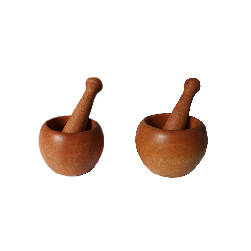 老式蒜臼子家用手動搗蒜器木搗碎罐木蒜泥器搗藥罐擂缽研磨器