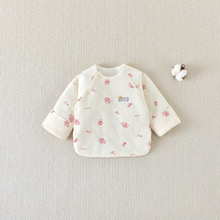 婴儿衣服薄棉上衣秋冬新生儿夹棉半背和尚服冬季宝宝棉衣新生衣服