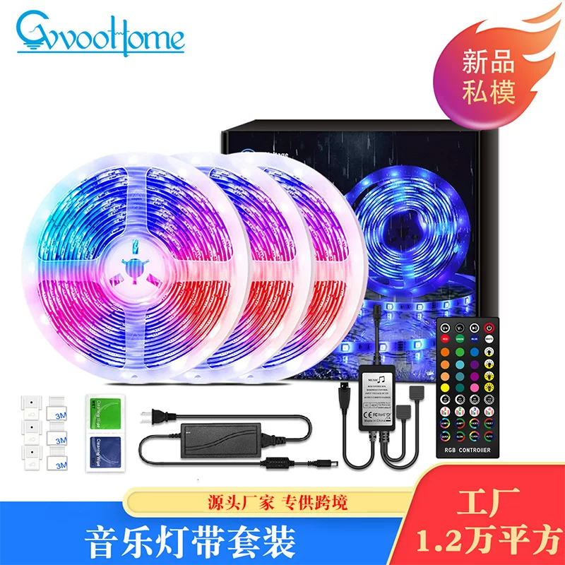 Светодиодная лента GVVVOOHOME LED с Bluetooth, лента 5050, лента-лента RGB цветная, водостойкая световая лента, музыка, таймер