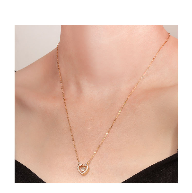 925 Sterling Silver Material 925 Sterling Silver Cable Chain Plating Heart Shape Pendant Necklace