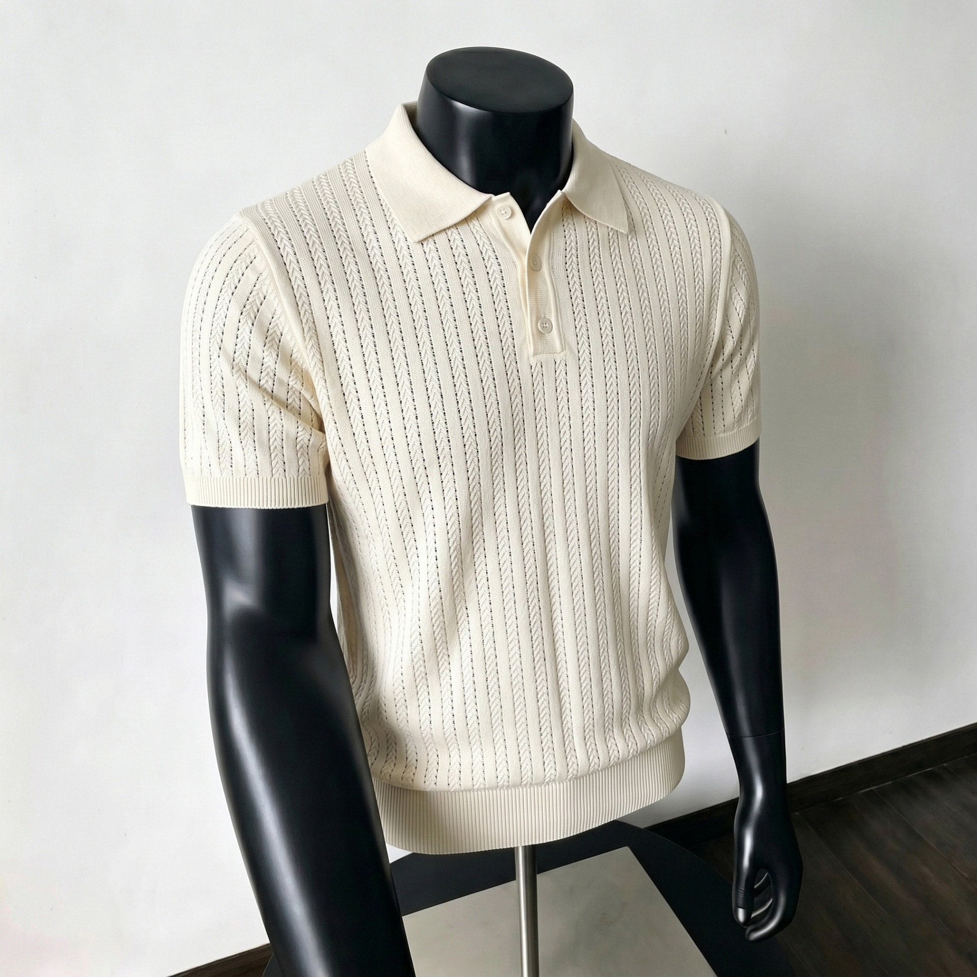 Polo camiseta de punto camiseta de manga corta camiseta de hombre con solapa viejo estilo de negocios texturas de hielo verano fábrica transfronteriza al por mayor