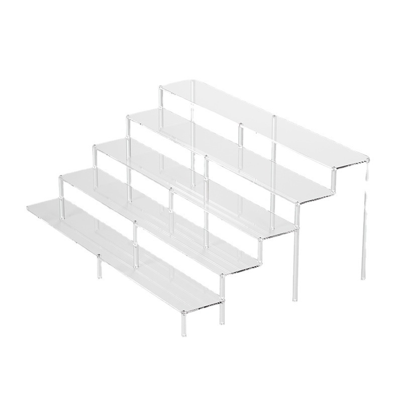 Tres flechas acrílico transparente escalera estante Lego muñeca pantalla caja de burbuja mate ciego caja de almacenamiento hecho a mano pantalla