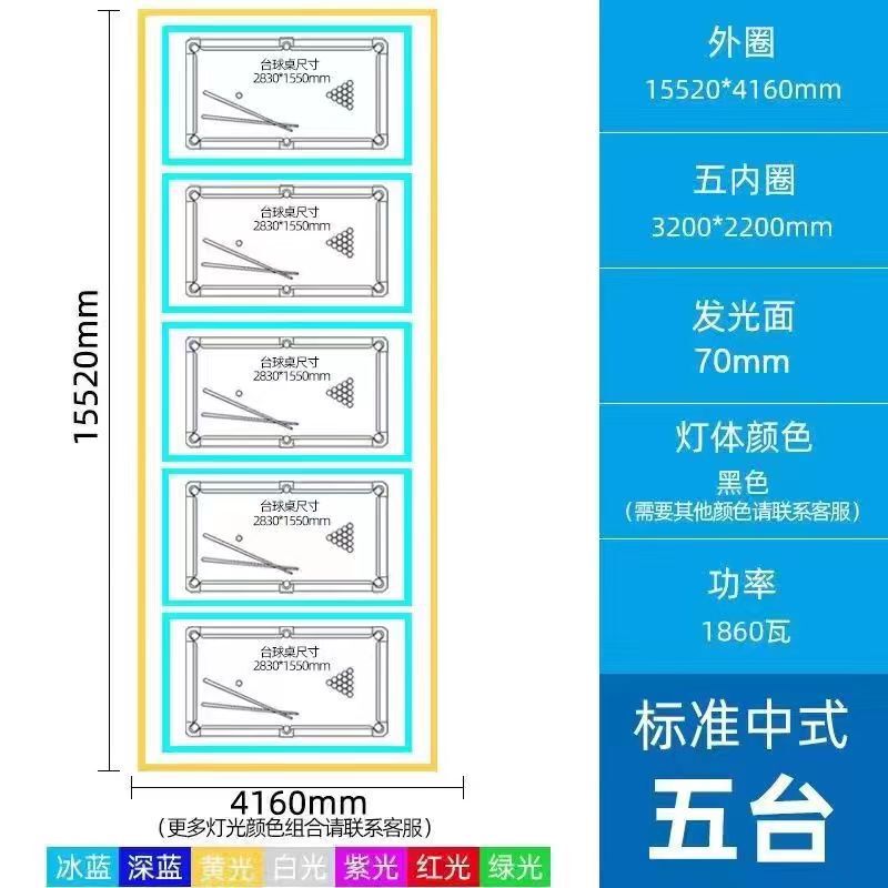 直角角丸5面発光マジックビリヤードルーム雰囲気ライト毒歯カラフルな側面発光ビリヤードルーム雰囲気シャンデリア|undefined