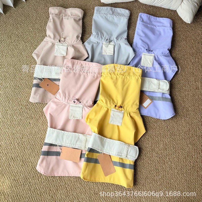 2026 Korean Style New Pet Raincoat for Small and Medium-Sized Dogs, Waterproof with Reflective Strip Design, Pet Jacket