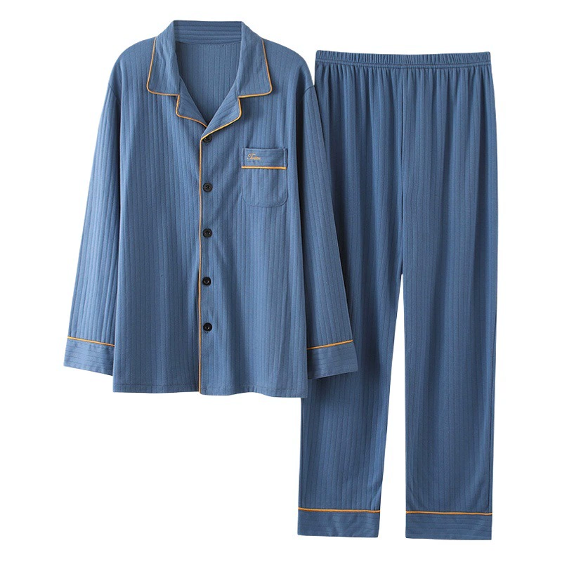 Мужские пижамы среднего и пожилого возраста, Мужская весенне-осенняя Домашняя одежда с длинными рукавами больших размеров, тонкий кардиган, осенне-зимний костюм для отца средних лет