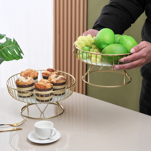 Nordic Light Luxury Glass Fruit Bowl Creative Living Room Home Fruit Basket Afternoon Tea Candy Dessert Stand Sweet Dish Plate