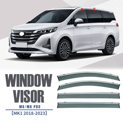 Suitable for Trumpchi M6 Car Window Rain Shield Sun Visor Rain Eyebrow Gac Gm6 Gn6 Window Visor (Rain shield) - standard-packing-without-logo-chuanqi-m6m6-pro-mk1-2018-pc-silver-bright-strip-window-rainguard