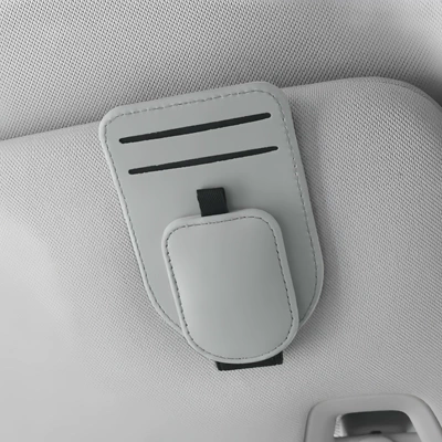 Factory Direct Sale Car-Mounted Pu Car Glasses Clip/Bill Clip - silver-gray