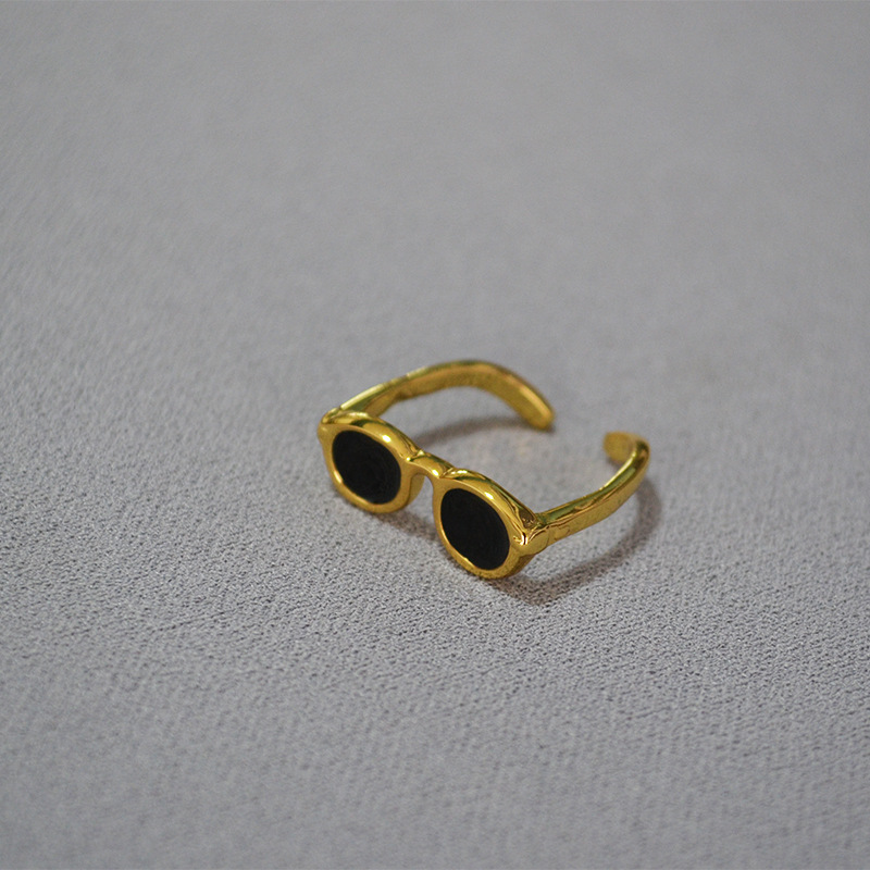 Women's Gender Wholesale Hip-Hop Glasses Copper Gold Plated Open Rings