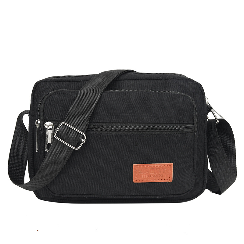 Lienzo pequeño bolso cuadrado bolso de los hombres multi-capa Negocio puesto cartera resistente al desgaste durable de las mujeres de hombro ocasional bolsa de mensajero