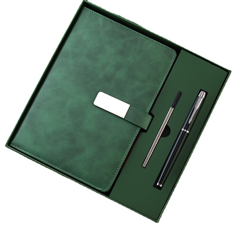En stock cuaderno de gama alta caja de regalo logotipo imprimible conjunto completo letras empresa Reunión Anual regalo traje diario libro