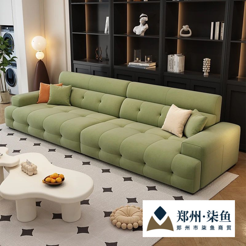 Italian-Style Cream Sofa for Small and Large Living Rooms, Home Use, Milk Velvet, Deep Seating, Light Luxury, Trendy Fabric Sofa