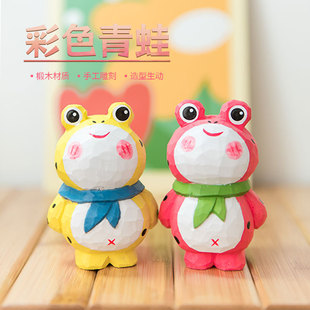 Wooden Crafts Color Wood Carving Frog Travel Craft Gifts Creative Home Decoration Cute