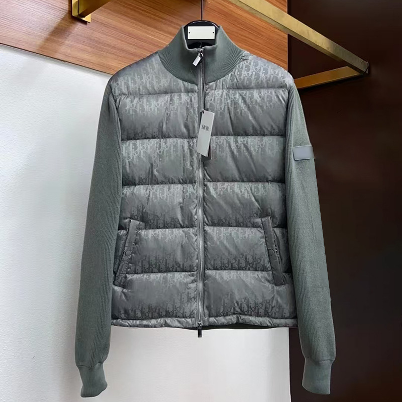 【现货】字母D高品质羊毛针织羽绒服拼接男士秋冬白鸭绒保暖外套|undefined