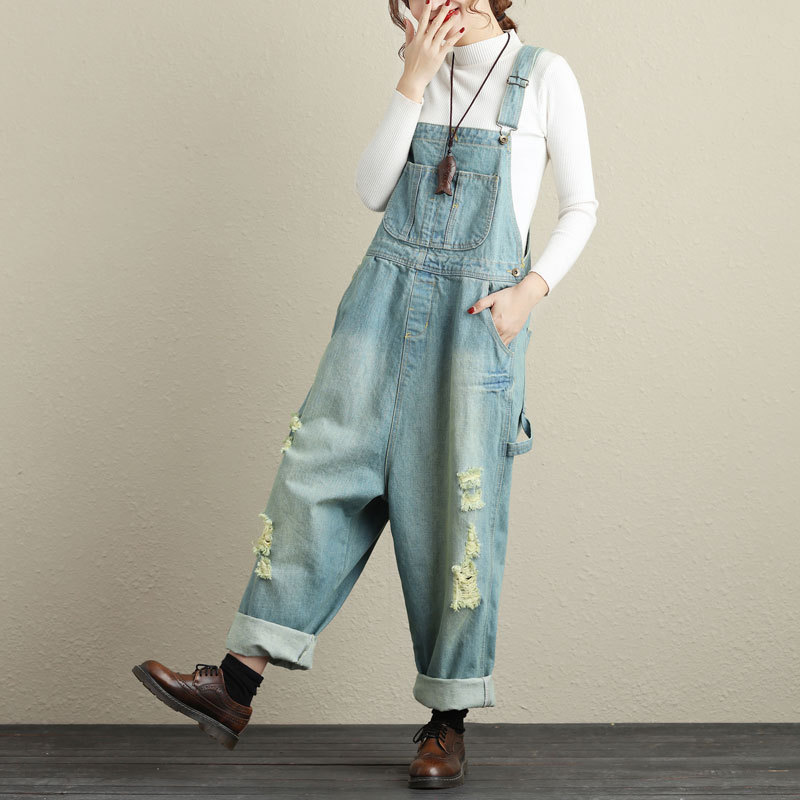 Distressed Overalls - Blue