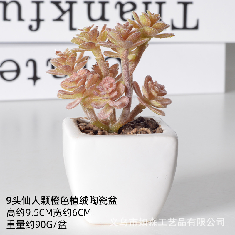 Simulación de cerámica bonsai de carne doméstica decoración de escritorio de oficina plantación verde maceta props de disparo maceta combinada artificial image 10
