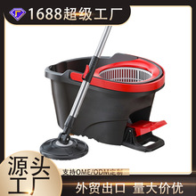 旋转跨境脚踏拖把桶旋转家用拖布家用一拖净清洁三角盘拖把套装