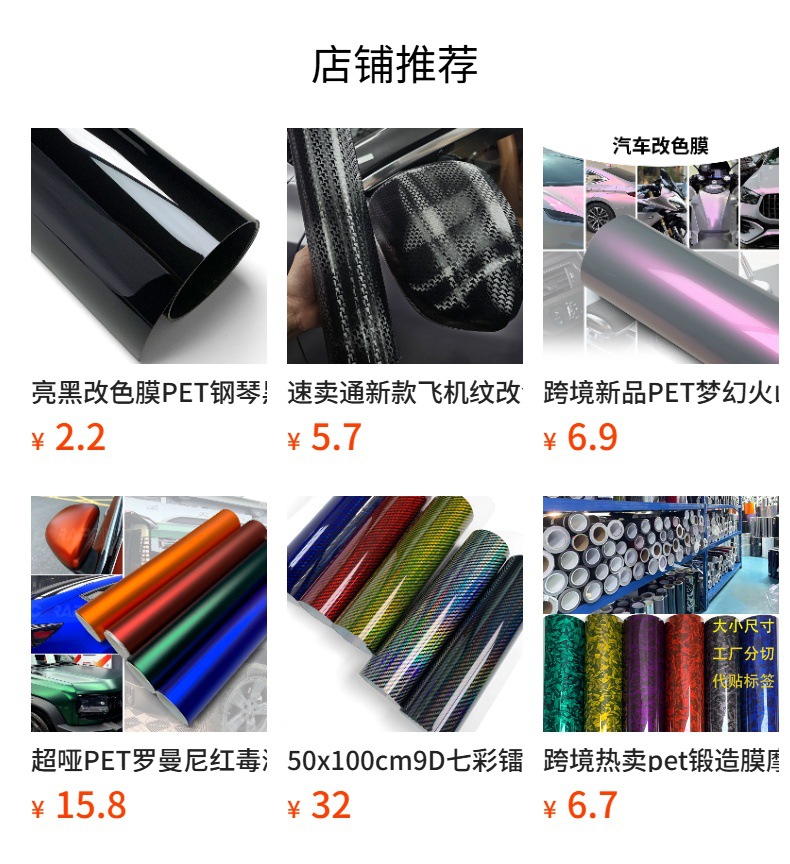 Temu Hot Sale Pet Forged Diamond Carbon Fiber Black Self-Adhesive Interior Rearview Mirror Full Body Sticker Film
