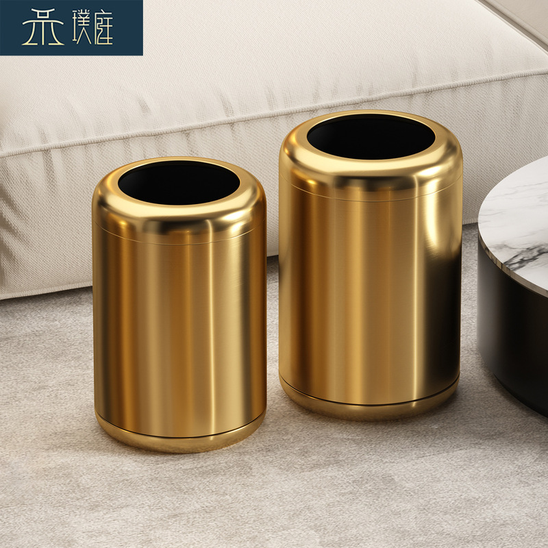 Stainless Steel Trash Can with Good Looks for Home Living Room, Hotel and B&B, Simple, Light and Luxurious, Lidless, Double Layer, Cross-Border Wholesale Stainless Steel Trash Can with Good Looks for Home Living Room, Hotel and B&B, Simple, Light and Luxurious, Lidless, Double Layer, Cross-Border Wholesale