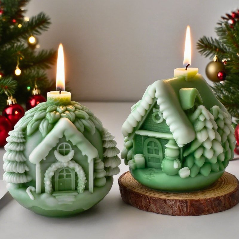 Jiahuimei クリスマスハウス香りキャンドルシリコーン型 diy クリスマスハウス形状石膏装飾品研削ツール|undefined